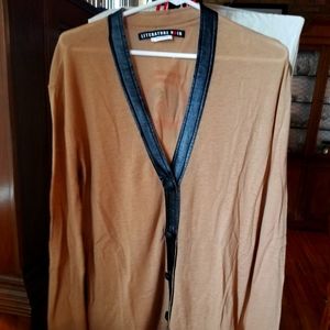 Literature Noir Leather Trimmed Cardigan